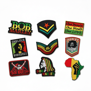 Juego de Parches Bordados Termoadhesivos de Bob Marley con Colores Rasta y Temas Reggae para Accesorios de Ropa - Product Image 1