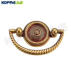 Koppalive Tiroir <span class=keywords><strong>de</strong></span> style européen Poignées rondes Poignées <span class=keywords><strong>de</strong></span> <span class=keywords><strong>poignée</strong></span> en anneau Poignées d'armoire en laiton massif Bronze noir - Product Image 1