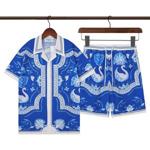 Conjunto de Camisa de Manga Corta con Cuello Camisero y Estampado Floral para Hombre, Transpirable y Ligero para Verano, Estilo Retro Urbano Hip Hop 2025, 100% Fibra de Bambú - Product Image 4