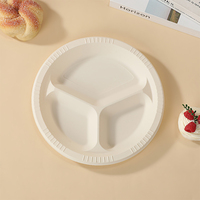 Assiettes jetables en amidon de maïs de 10 pouces à 3 compartiments, robustes, réutilisables, écologiques, pour la restauration