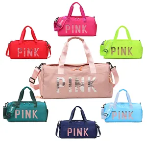 PINK new gym bag Europe and America length outdoor travel portable large-capacity nylon bag dry and wet separation waterproof