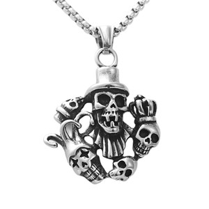 Yunnique Collier pour homme en acier inoxydable avec pendentif crâne de clown, design squelette rétro 190145 - Product Image 4