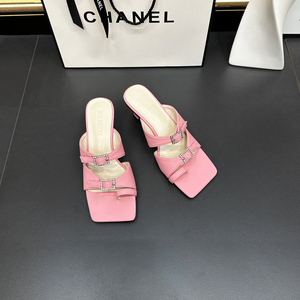 Red con cabeza roja, palabras finas, zapatillas geniales, ropa de verano para mujer, moda exterior de <span class=keywords><strong>2023</strong></span>, sandalias francesas de tacón alto - Product Image 5