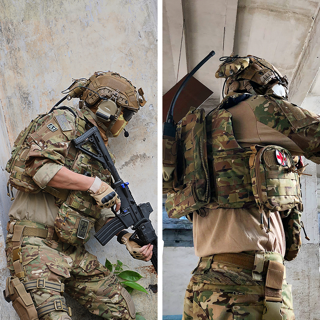 関送込 Camouflage Clash Rolled Cuff Tee IDOGEAR Men's Rapid Assault Tactical Top - G3 Combat Shirt