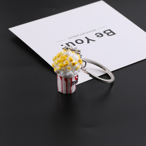 Porte-clés en résine en forme de seau à popcorn 3D multicolore pour sac, étui d'écouteurs, pendentif, accessoire de bijouterie - Product Image 4