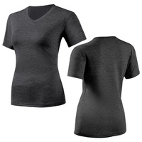 Camiseta de Yoga con Cuello en V de Secado Rápido, Poliéster y Algodón, Corte Holgado, Manga Corta, Transpirable, Lisa, para Mujer, Gimnasio, Fitness, Ejercicio, Ropa Deportiva