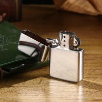 Briquet à cigarettes en métal rechargeable, coupe-vent, argenté, à huile de kérosène, cadeau d'affaires