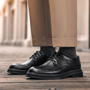 Men's <b>Elevator</b> Leather Dress Shoes | Business Casual British Style Derby Shoes Pointed Toe Wedding Shoes for Men Dropshipping - Product Image 3