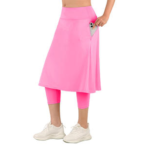 OEM ODM الاتحاد الأوروبي حجم النساء ارتفاع الخصر 2 في 1 سبعة أجزاء طماق خمسة أجزاء تنورة حجم كبير رياضة التنس تنورة متواضعة مع جيب - Product Image 5