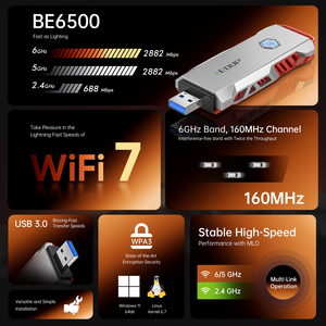 EDUP EP-BE1678 WiFi 7 USB อะแดปเตอร์ Tri-band 2.4/5/6GHz 6500Mbps การ์ดเครือข่ายไร้สายขนาดเล็กพร้อม3.0 USB สำหรับแล็ปท็อปคอมพิวเตอร์ตั้งโต๊ะ - Product Image 6