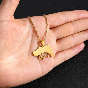 Collar con colgante de mapa de República <span class=keywords><strong>Dominicana</strong></span>, cadena de encanto de moda para mujer, marca nacional, acero inoxidable, Color dorado, regalos para niñas - Product Image 5