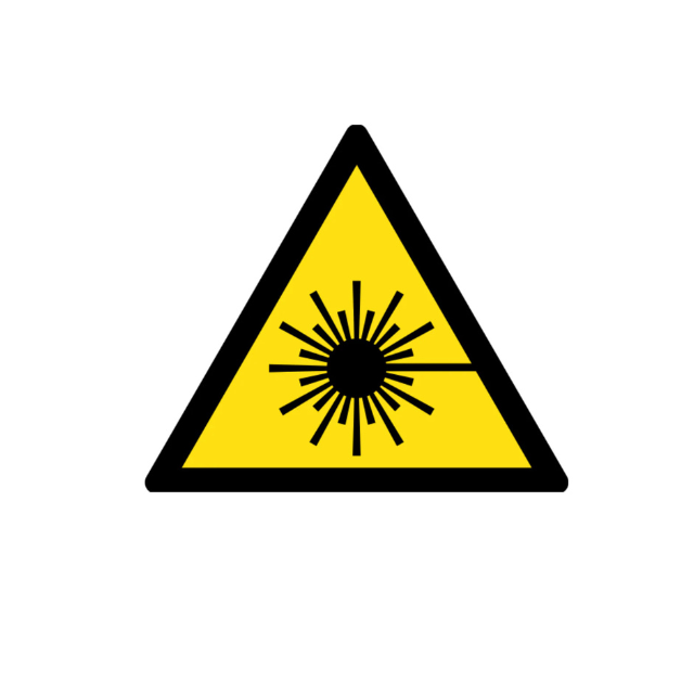 Laser Beam Warning Sign - ISO 7010 Compliant adhesive PVC 60x60mm