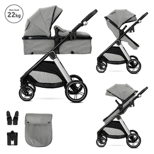 Poussette bébé 3-en-<span class=keywords><strong>1</strong></span> certifiée EN1888 avec siège <span class=keywords><strong>auto</strong></span> pour nouveau-né, pliable en trois sections, cadre en alliage, landau - Product Image 3