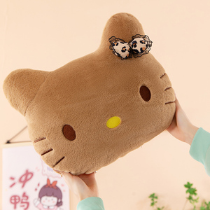 Peluche <span class=keywords><strong>chat</strong></span> KT imprimé léopard <span class=keywords><strong>noir</strong></span>, en coton PP, avec filet, cadeau d'anniversaire pour femme, poupée pour machine à griffes - Product Image 4