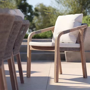 Outdoor <strong>Teak</strong> Furniture 6 Seater Waterproof <strong>Dining</strong> Round <strong>Table</strong> and Chairs Set for Restaurant - Product Image 5