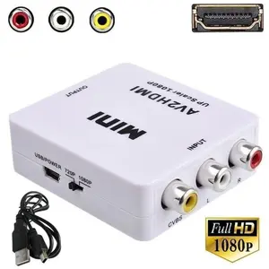 Commercio all'ingrosso 1080P Audio Video 3 RCA Mini av2hdmi Composite CVBS 3RCA VGA AV convertitore adattatore da RCA a HDMI HD per old HDTV