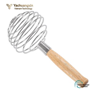 Batidor de huevos de acero inoxidable con mango de madera, batidor manual para mezclar crema y masa, herramienta de cocina - Product Image 5