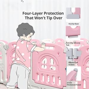 Parc de <span class=keywords><strong>jeu</strong></span> pliable moderne en plastique HDPE pour bébé, couleur personnalisée, enclos de <span class=keywords><strong>jeu</strong></span> intérieur pour enfants avec porte et base de fixation stable pour la maison - Product Image 5