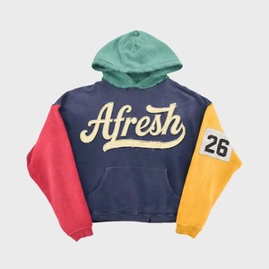 Sudaderas con Capucha para Hombre, Personalizadas al por Mayor, de Algodón y Felpa, Estilo Retro, con Bloques de Color, Bordado Chenille y Parches Desgastados - Product Image 1