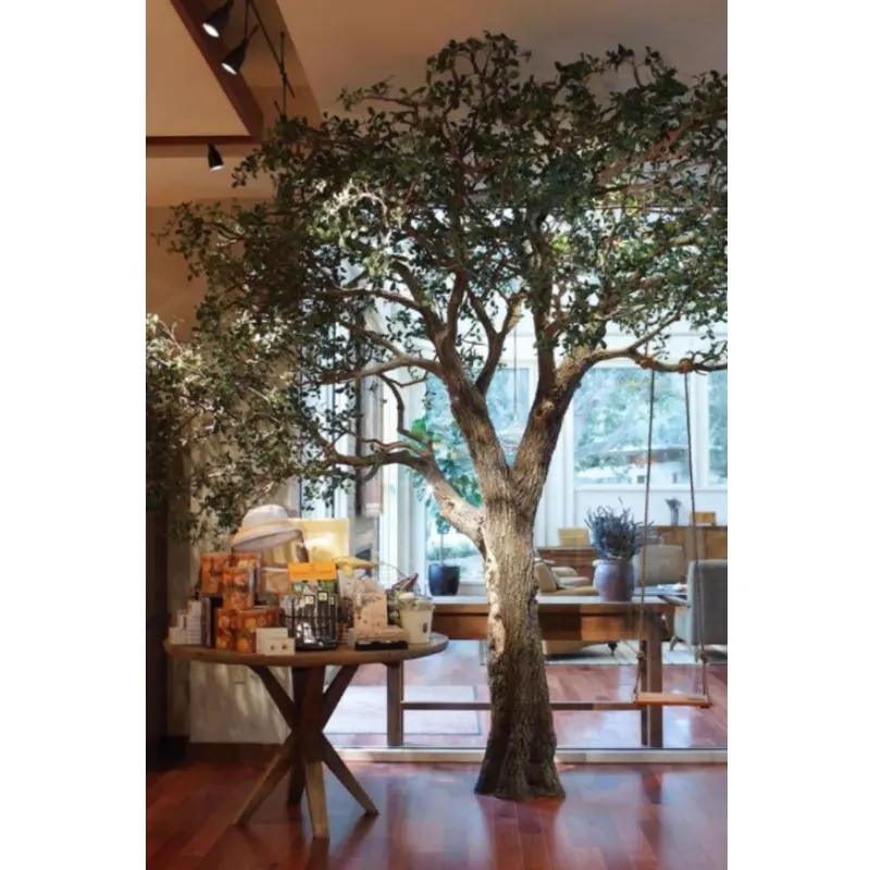Pohon Zaitun Imitasi Besar Kualitas Tinggi 8Ft 10Ft Pohon Zaitun Hijau Buatan Besar untuk Dekorasi Kafe