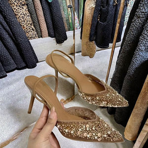 Sandalias de Plataforma con Tacón Ultra Alto para Mujer, Nuevas de Invierno/Primavera, con Decoración de Diamantes de Imitación Brillantes, Tacón Delgado, Parte Superior de PU, Cierre Deslizante - Product Image 3