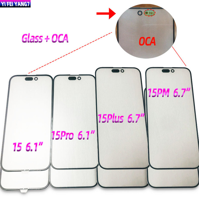 Wholesale New Arrivals 1:1 Quality Outer Glass With OCA Glue for iPhone 15 Pro 15plus 15ultra Touch Lens Replacement