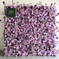 Décoration d'arche florale 3D en tissu violet, faite à la main, pour scène de mariage, aménagement commercial et restaurant - Vente en gros