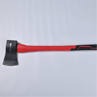Hache industrielle robuste à dos plat pour fendre le bois, manche en fibre de verre rouge et noir, lame en acier à haute teneur en carbone de 4 1/2 pouces pour couper le bois