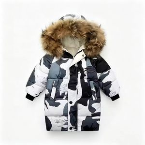 Nouveau manteau long pour enfants avec capuche en duvet, manteau d'hiver épais en coton camouflage pour garçons, coupe-vent et chaud - Product Image 5