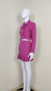 Elegante Completo Formale Impermeabile con <span class=keywords><strong>Blazer</strong></span> <span class=keywords><strong>Corto</strong></span> e Minigonna con Volant Sopra il Ginocchio, Set Due Pezzi <span class=keywords><strong>Corto</strong></span> da <span class=keywords><strong>Donna</strong></span> - Product Image 4