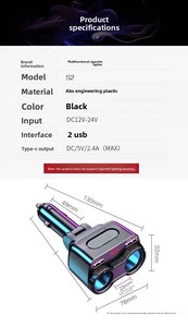 S2 <span class=keywords><strong>Chargeur</strong></span> de voiture à charge rapide 4-en-1 multifonction double USB tête de conversion One-on-Two <span class=keywords><strong>iPhone</strong></span> Flash Charge utilitaire pour véhicules - Product Image 2