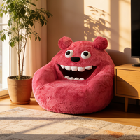 Fauteuil pouf géant en forme de monstre rose, en peluche moelleuse, canapé paresseux, siège de sol, pouf créatif surdimensionné, animal en peluche, décoration de chambre d'enfant, cadeau