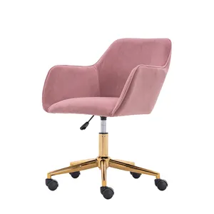 Stock US! Best selling pink chairs with steels Velvet chair for vanity table Soft Seat Living Room makeup chairs for bedroom