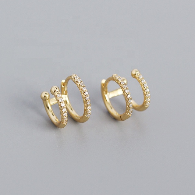Beautiful Cuff Jewelry Earring Factory Wholesale 925 Sterling Silver Double Layer Ear Cuff for Women Gift Zircon Party