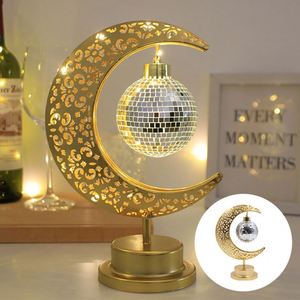 Nouvelle lampe LED en forme de lune dorée pour le Ramadan, décoration en métal pour le festival Corban, lampe de nuit décorative - Product Image 6