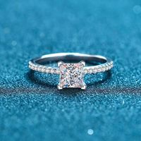 Bagues de couple en diamant de laboratoire 18 carats 1 carat taille princesse carrée, sertissage à griffes, design unique, style vintage, luxe léger