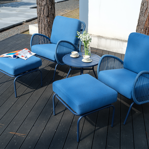 Superventas moderno marco de aluminio azul Patio jardín cinco piezas <span class=keywords><strong>Bristo</strong></span> conjunto combinación cuerda salón silla sofá muebles de exterior - Product Image 3