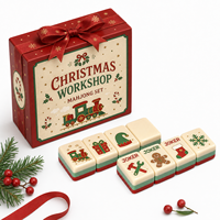 Juego de Mahjong Americano Premium de Navidad, Tablero de Mahjong Acrílico Multicapa, Regalo Navideño para Niños y Niñas
