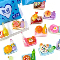 AJB Resin Blind Bag Mini Cake Dessert with Plate Small Bottle Set Miniature Dollhouse Food Decoration Surprise Bag Gift
