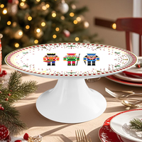 Série de vaisselle en porcelaine fine Casse-Noisette de Noël, assiettes et bols rayés rouge et blanc pour la maison et la restauration