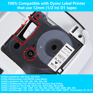 Tương Thích Nhãn <span class=keywords><strong>Maker</strong></span> <span class=keywords><strong>Tape</strong></span> D1 45013 S0720530 Đen Trên Trắng 12 Mét X 7M Cho DYMO LabelManager LM 160 210D 220P 260P 280 360 - Product Image 5