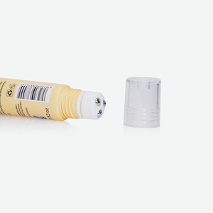 Light Yellow PE <b>Squeeze</b> Tube with Stainless Steel Roller <b>Ball</b> Applicator & Clear Outer Cap For Anti Wrinkle Eye Cream - Product Image 2