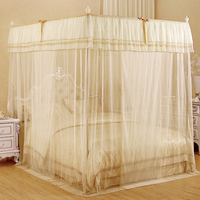 Kheng Moustiquaire élégante bicolore anti-chute avec porte à fermeture éclair Protection de lit à baldaquin pour chambres à coucher