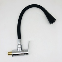 Robinet mural noir en céramique pour piscine, pistolet pulvérisateur, eau froide uniquement, bec allongé pour balcon, douchette moderne rotative