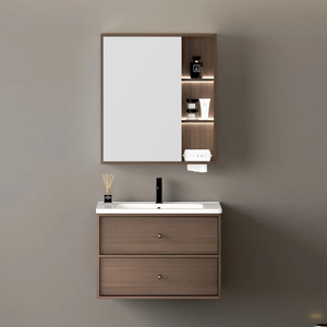 Mueble de Baño Moderno de Madera Sólida de Lujo para Villa, con Espejo Inteligente, Lavabo de Cerámica, Montado en la Pared, con Dos Cajones Silenciosos - Product Image 2