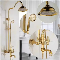 Ensemble de robinet de douche en laiton de style vintage pommeau de douche pluie multifonction avec douchette à main salle de bain durable