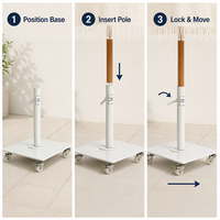 Support de parasol carré en acier JH-Mech avec roues à frein, base de parasol robuste pour extérieur, base de parasol résistante à la rouille avec roues