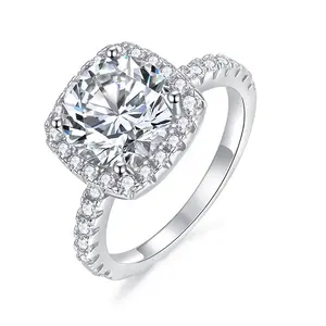 Anel de casamento feminino, conjunto de anel clássico de prata esterlina 925 de zircônia cristal cz pedra anéis de noivado para mulheres festa de noivado joias