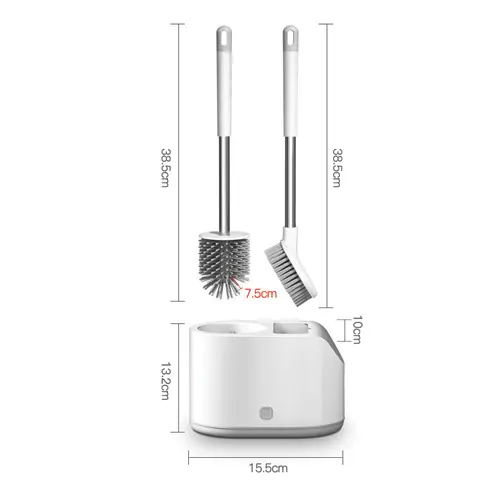 Toiletten-toilettensilikonbürste 2-in-1-Set starke langanhaltende Toilettenbürste kreative Doppelverwendung Toilettenbürste CLEANBATH