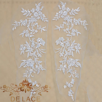 DELACE JB Simple Élégant Feuille Perlé Paillettes Patch Broderie Dentelle Applique Robe De Mariée DIY Fleur Paires